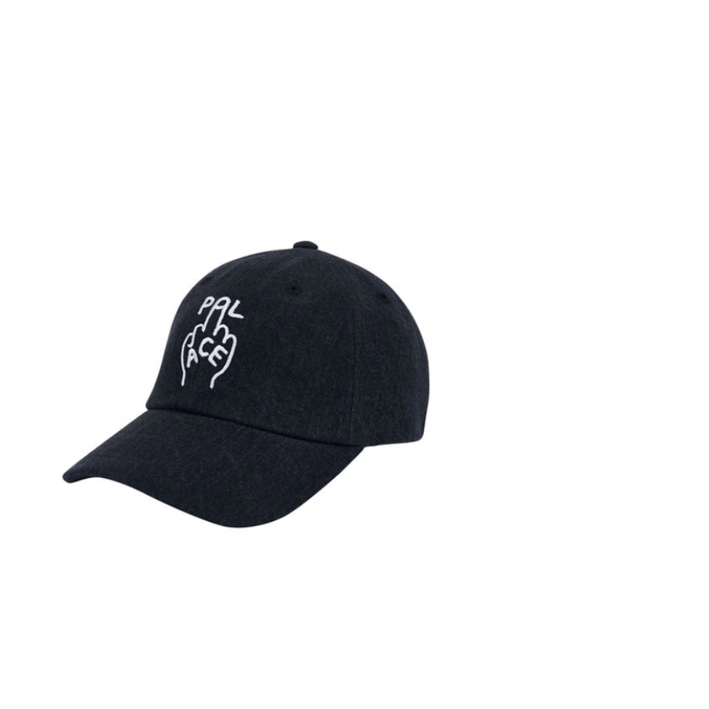 PALACE Finger Up 6 Panel Hat // Black Stonewashed